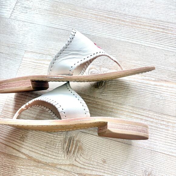 Jack Rogers Embroidered Leather Flamingo Pool‎ Float Sandals | White Size 7.5 - Picture 4 of 6